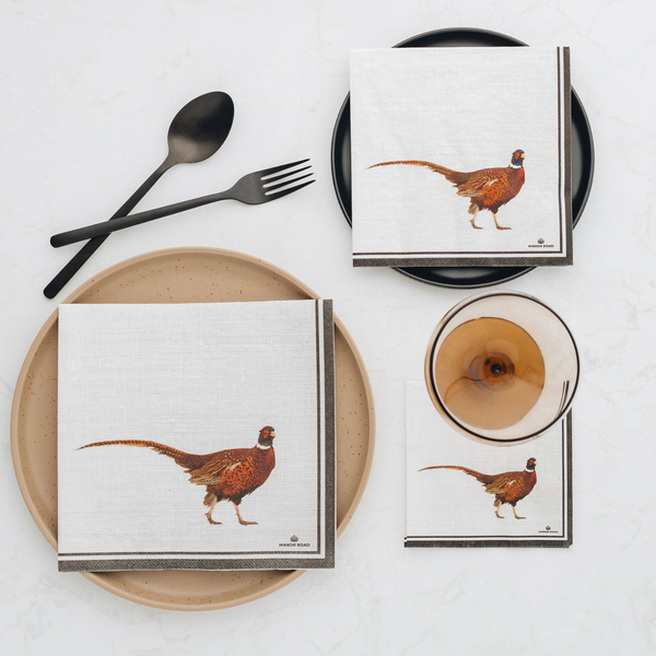 Manor Road Pheasant Stripe Napkins Dinner 20 pack