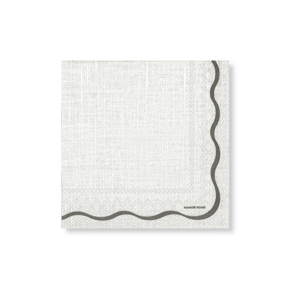 Manor Road Linen Scallop Black & White Cocktail 20 Pack