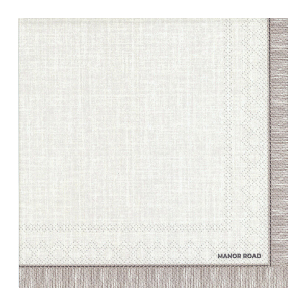 Manor Road Fringed Beige Napkin Dinner 20 Pack