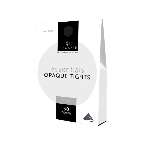 Elegante Luxury Opaque 50D 2 Pair Pack Black Medium