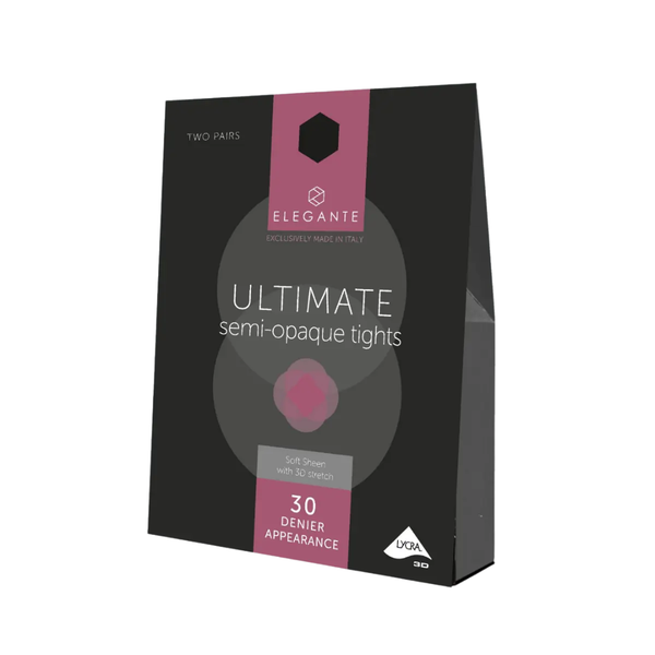 Elegante Luxury Semi Opaque 30D 2 Pair Pack Black Small