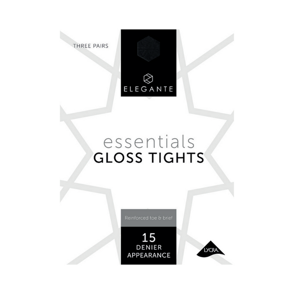 Elegante Luxury Gloss 3 Pair Pack 15D Black Extra Large
