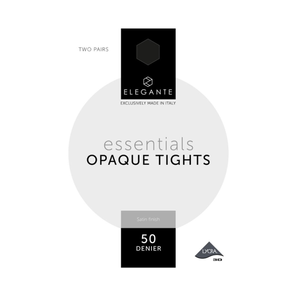 Elegante Ultimate Opaque Black Large 50 Denier 2 Pack