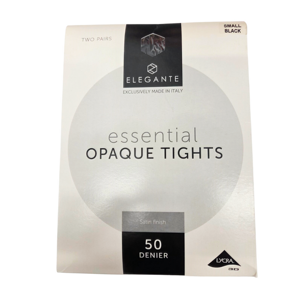 Elegante Luxury Opaque 50D 2 Pair Pack Black Small