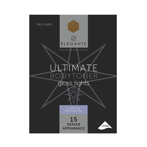 Elegante Ultimate Body Toners Control Top Tivoli Small 15 Denier 2 Pack