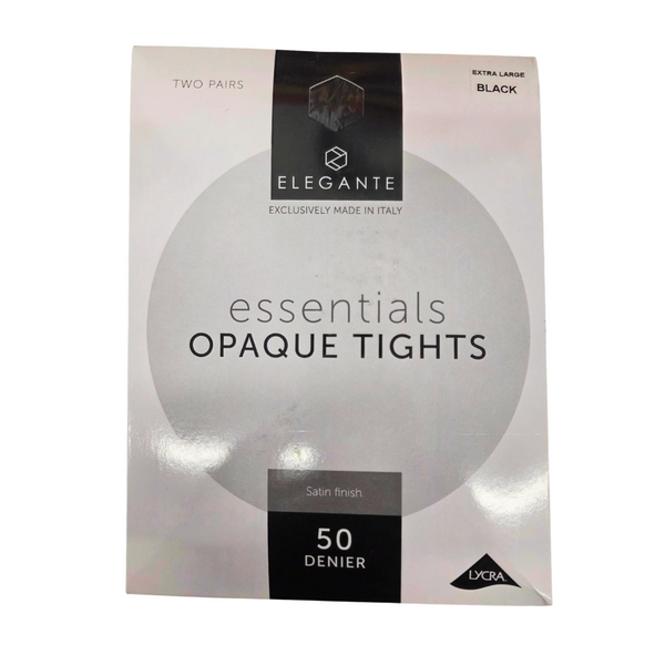 Elegante Luxury Opaque 50D 2 Pair Pack Black Extra Large