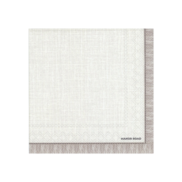 Manor Road Fringed Beige Napkin Luncheon 20 Pack