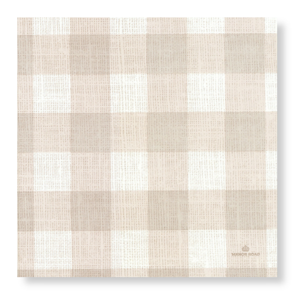 Manor Road Linen Gingham Natural Napkins Dinner 20 pack