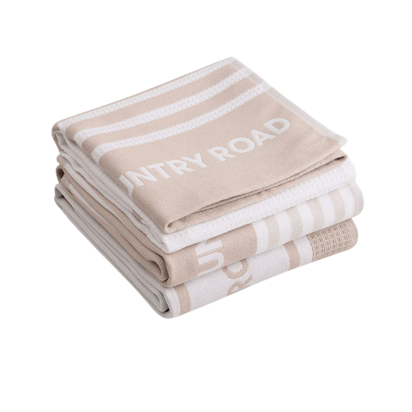 Aeri Australian Cotton Tea Towel Stone Pack Of 3