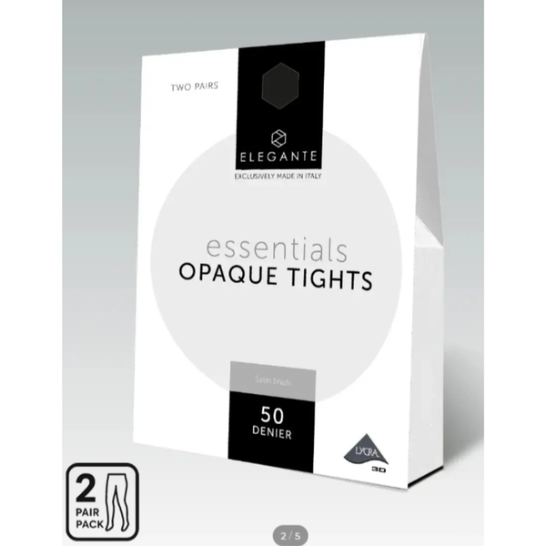 Elegante Ultimate Opaque Black Extra Large 50 Denier 2 Pack