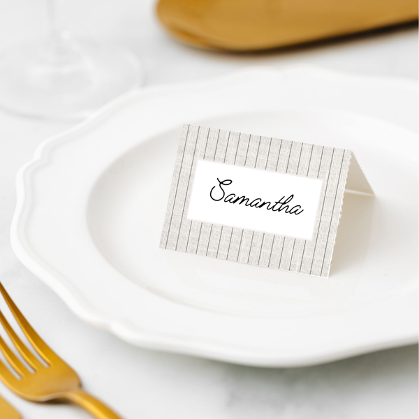 Manor Road Place Cards 45 pack Linen Pinstripe
