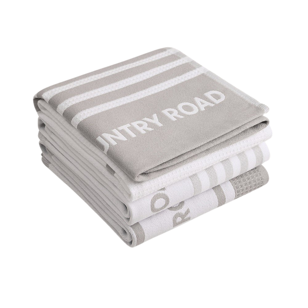 Aeri Australian Cotton Tea Towel Mid Grey Pack Of 3