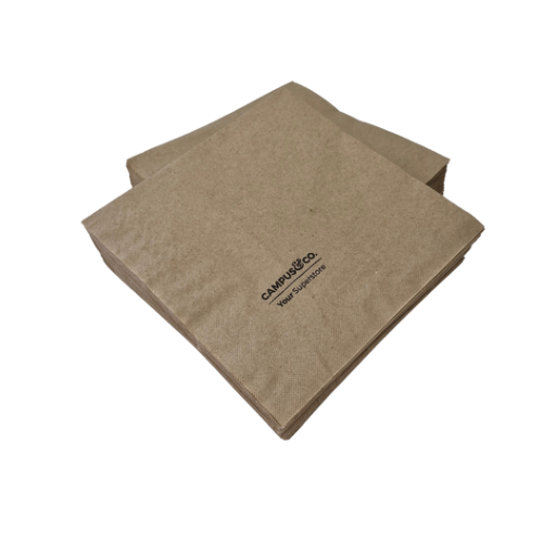 Campus&Co Kraft Napkins 1/4 Fold With Campus&Co Logo 30cm x 30cm 2 Ply 100pk